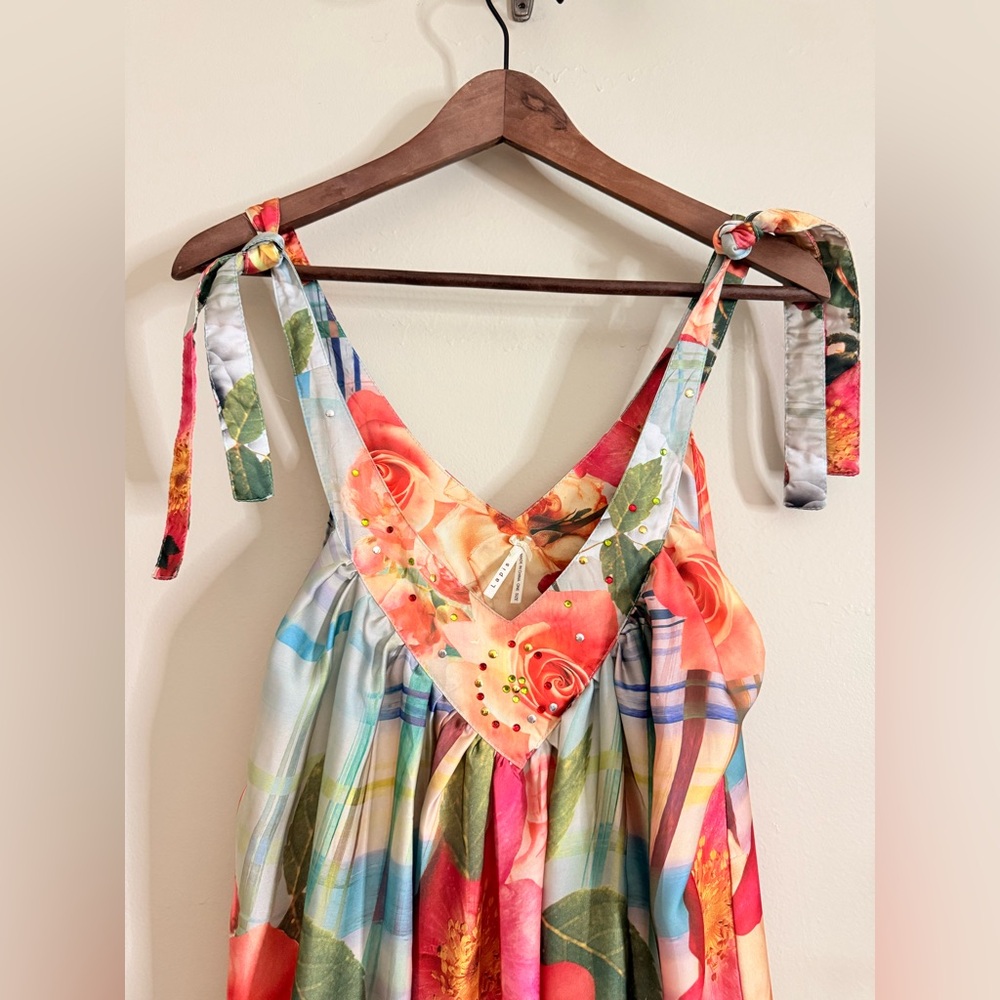 Lapis Floral Maxi Dress with Straps‎ One size - Picture 2 of 10